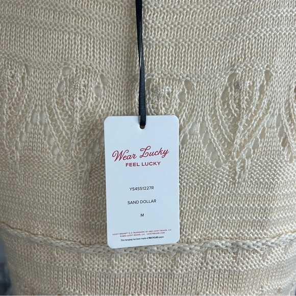 NEW Lucky Brand Crochet Knit Tank Dress Medium Feminine Lightweight FLAW - Picture 9 of 11